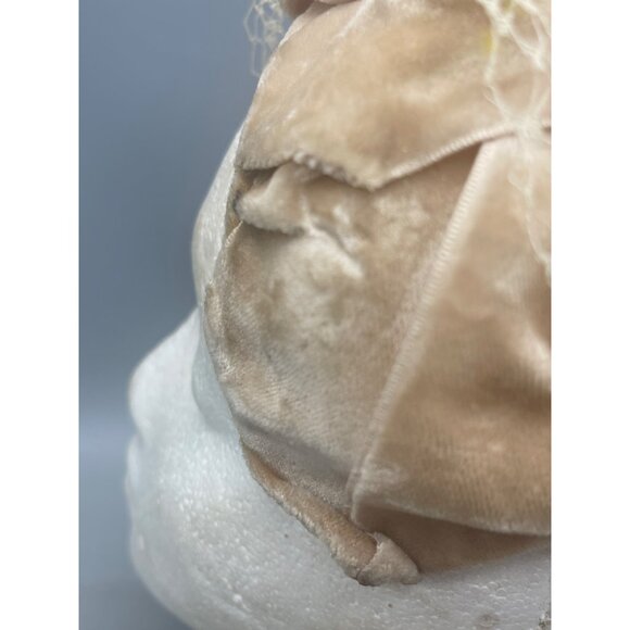 vintage womens skull cap hat mesh netting wedding theater one size tan READ - Picture 6 of 7